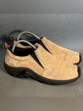 Merrell Jungle Moc Classic Taupe Suede Slip On Loafers Shoes Women’s Size 8.5